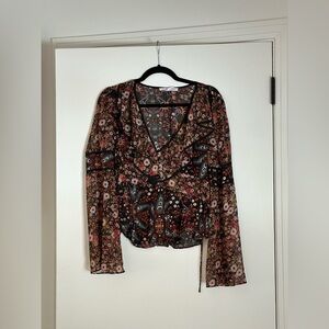 BCBG Long Sleeve Top with Tie